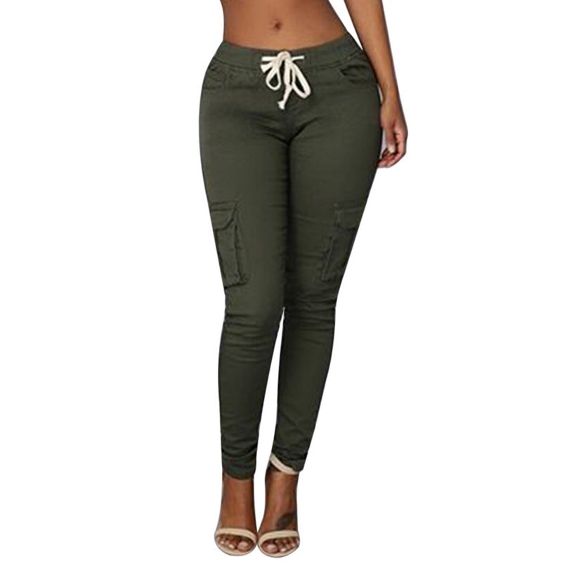 Plus Size Pants Women 2018 New Spring Casual Skinny Pencil Pants Female Waist Drawstring Fahion Army Green Trousers 4XL - trendy chick