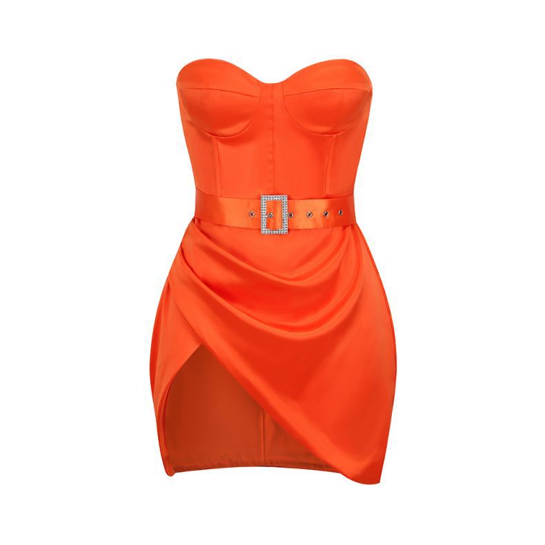 Summer New Sexy Solid Color Tube Top Dress High-End Temperament Thin Fashion Skirt Women - trendy chick