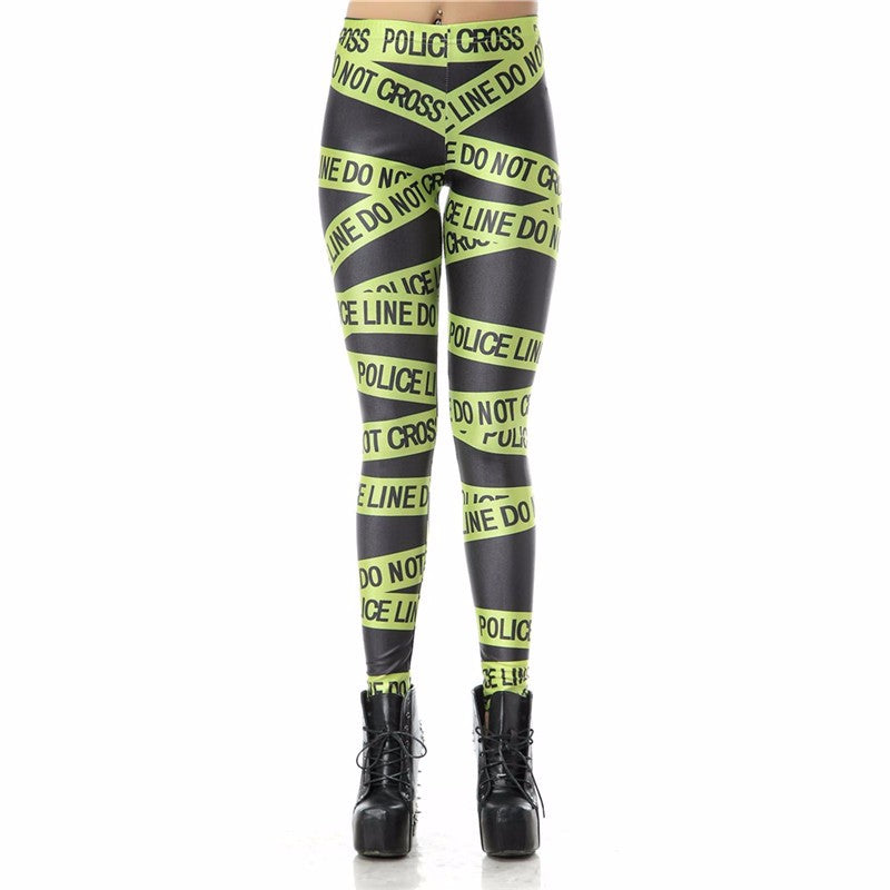 Leggins High Waist Police Line Legins Printed Women Leggings - trendy chick