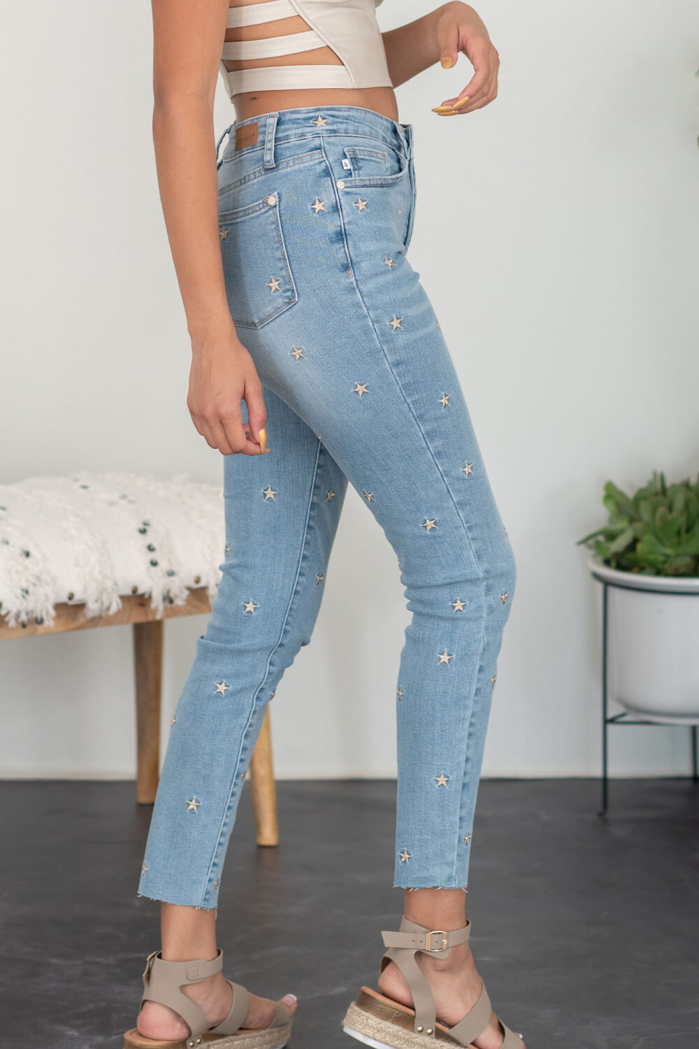 Judy Blue All the Stars Full Size Embroidered Skinny Jeans - trendy chick