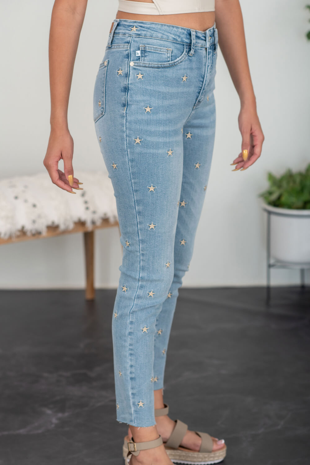 Judy Blue All the Stars Full Size Embroidered Skinny Jeans - trendy chick