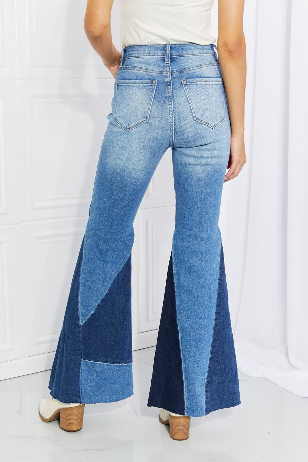 Vibrant Sienna Full Size Color Block Flare Jeans