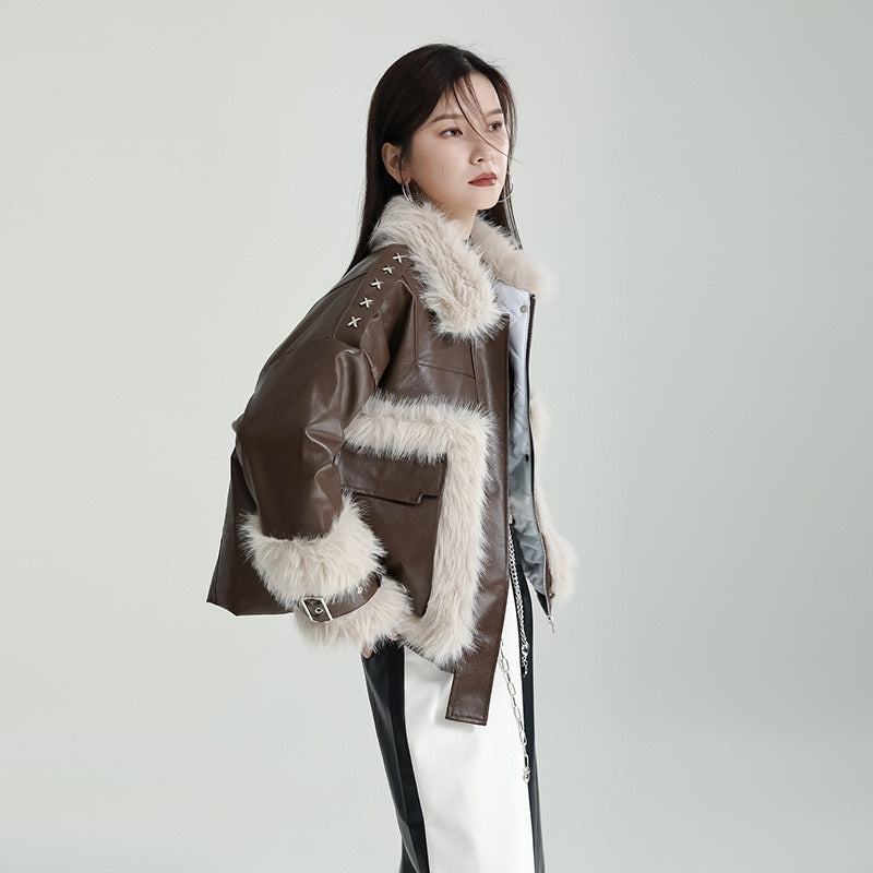 Increasingly Designer Small Fur One Piece Coat Women Fashion New  Cotton Clothes in Autumn and Winter