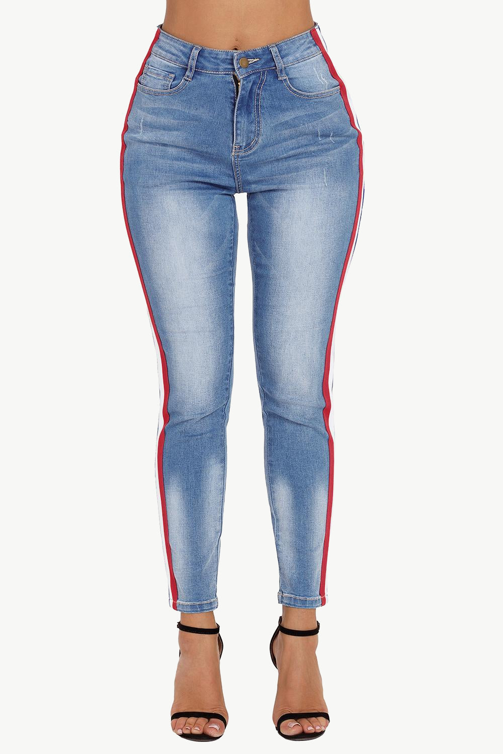 Side Stripe Skinny Jeans