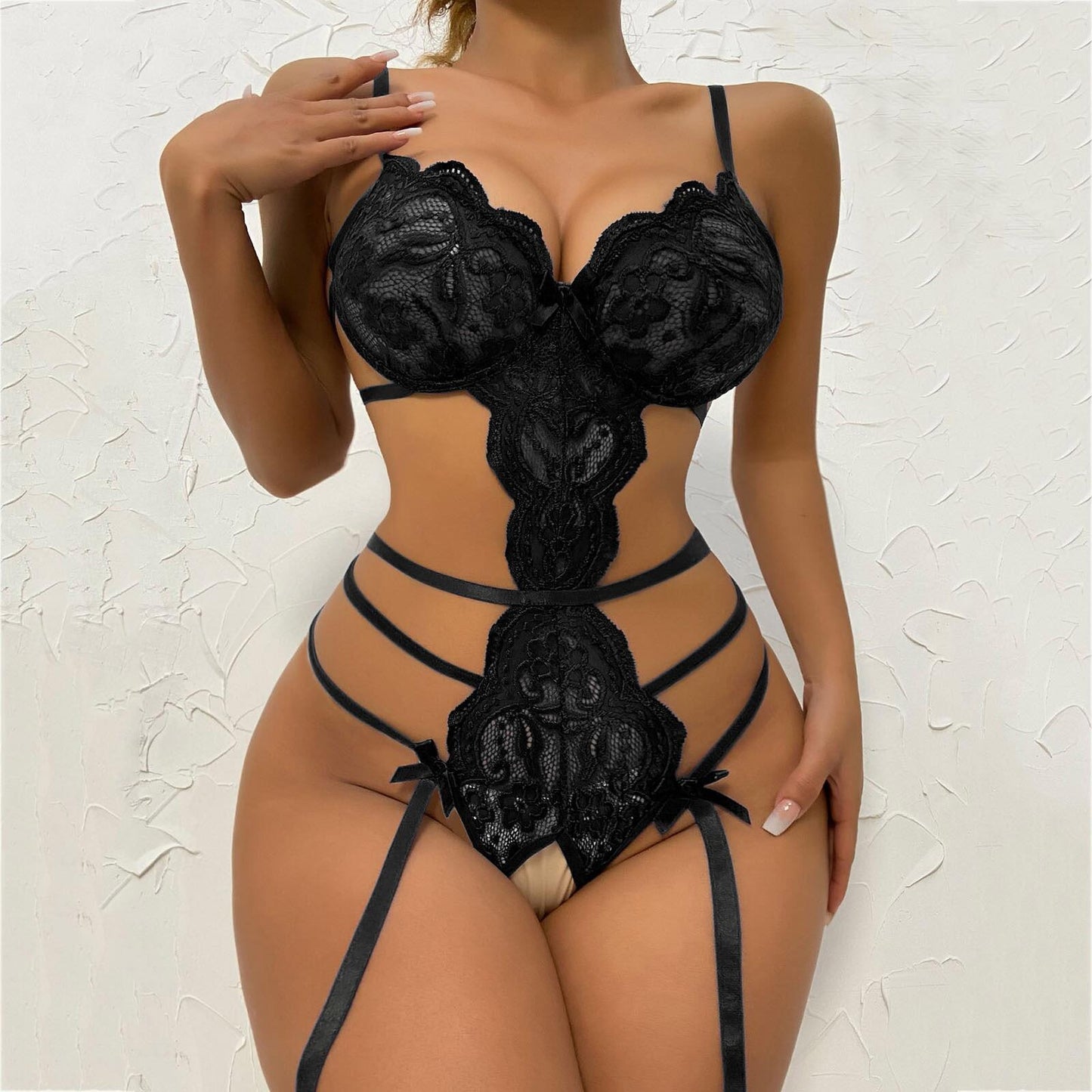 Erotic Lingerie New Lace Transparent Temptation Jumpsuit Sexy Pajamas