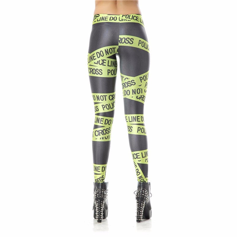 Leggins High Waist Police Line Legins Printed Women Leggings - trendy chick