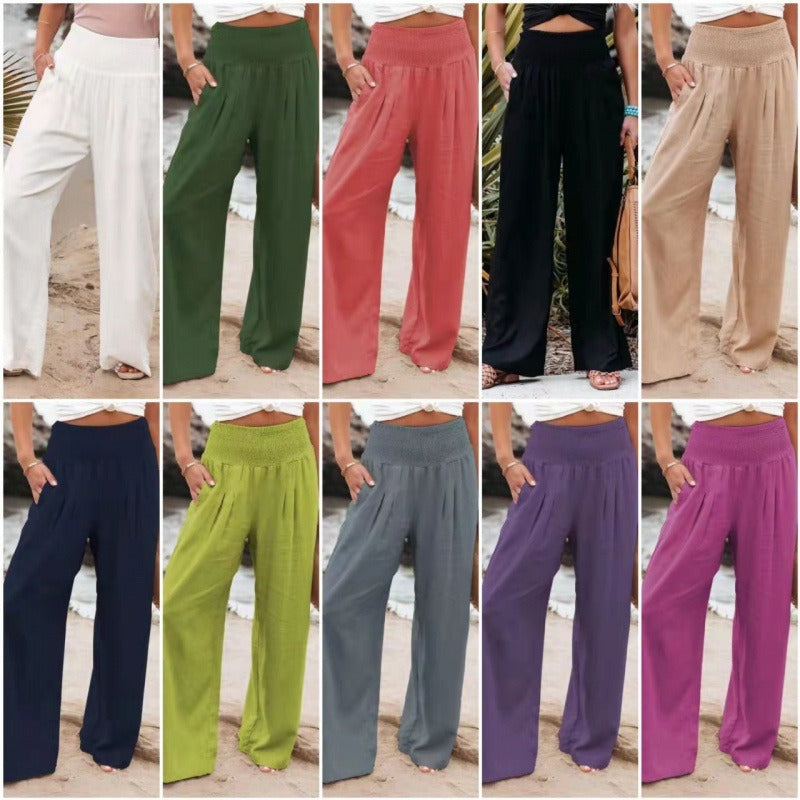 Spring and Summer Leisure Wide Leg Cotton and Hemp Popular Loose Pants for Women