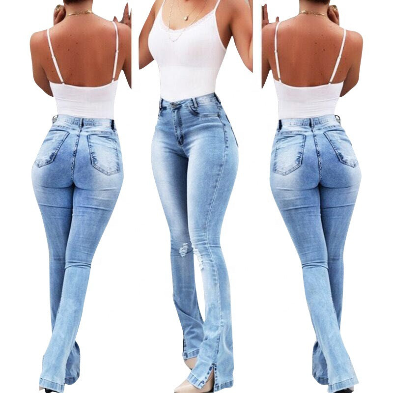 Stretch Flare High Waist Jeans Trousers For Women - trendy chick