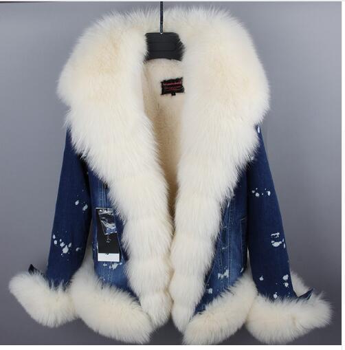 real fur women Short parka coat winter jacket real natural fox fur coat thick warm fur parkas - trendy chick