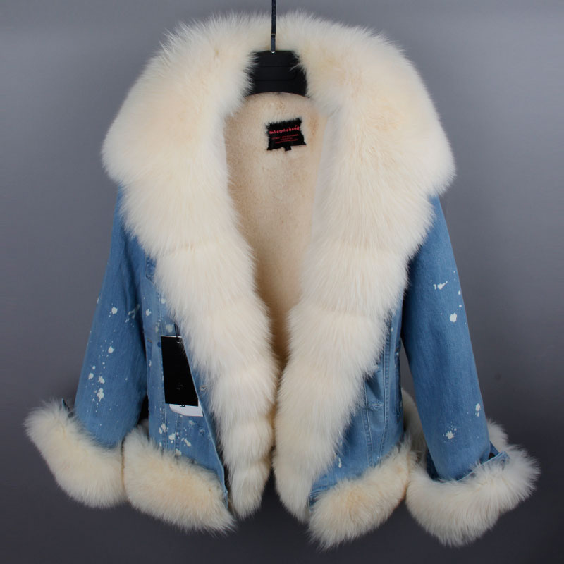 real fur women Short parka coat winter jacket real natural fox fur coat thick warm fur parkas - trendy chick