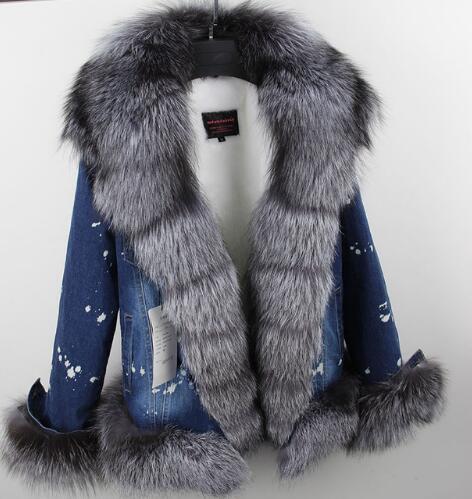 real fur women Short parka coat winter jacket real natural fox fur coat thick warm fur parkas - trendy chick