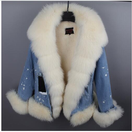 real fur women Short parka coat winter jacket real natural fox fur coat thick warm fur parkas - trendy chick