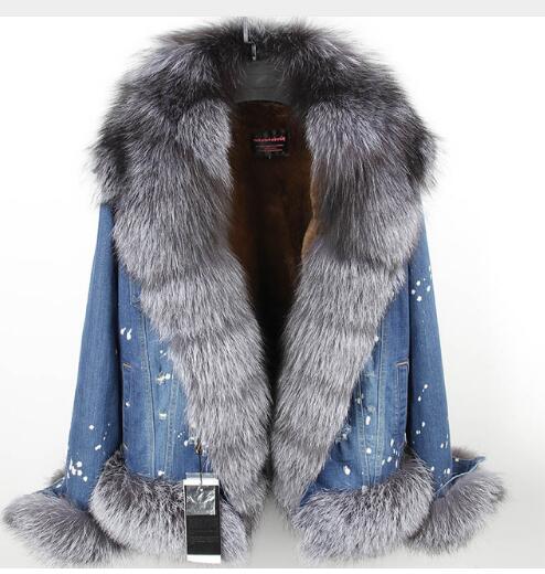 real fur women Short parka coat winter jacket real natural fox fur coat thick warm fur parkas - trendy chick