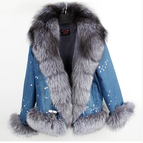 real fur women Short parka coat winter jacket real natural fox fur coat thick warm fur parkas - trendy chick