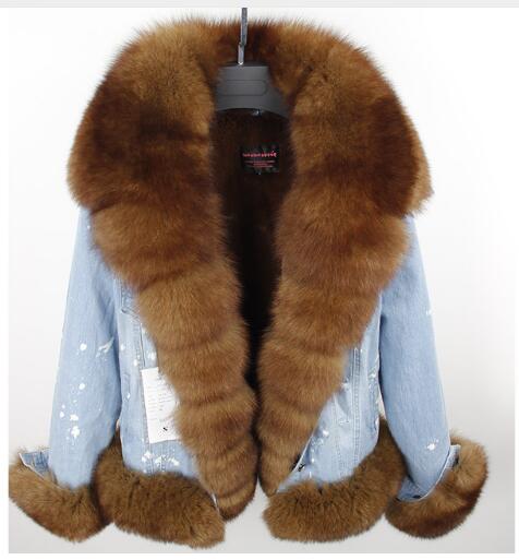 real fur women Short parka coat winter jacket real natural fox fur coat thick warm fur parkas - trendy chick