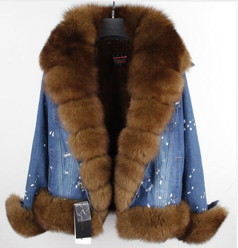 real fur women Short parka coat winter jacket real natural fox fur coat thick warm fur parkas - trendy chick