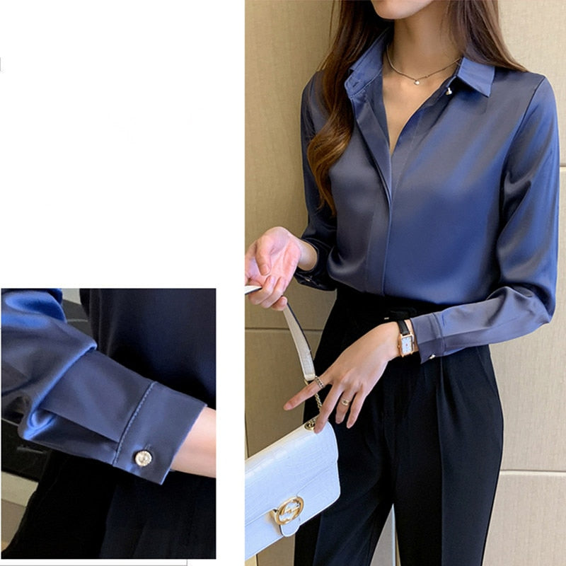 Silk Women&#39;s Shirt Long Sleeve Fashion Woman Blouses 2022 Satin Top Female Shirts and Blouse Basic Ladies Tops OL Women Clothing - trendy chick