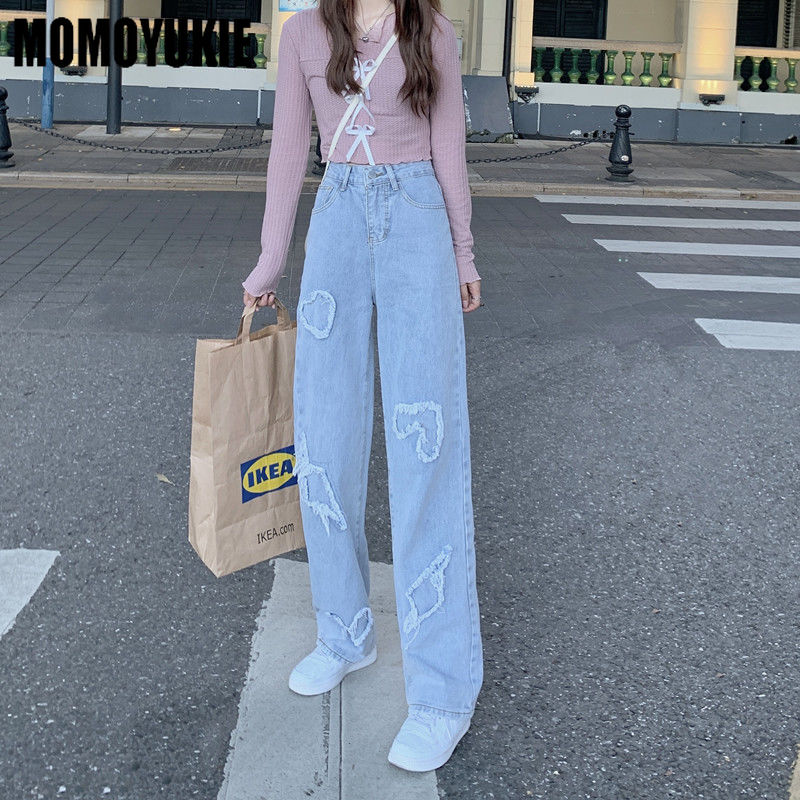 spring 2022 womens fashion high waist  Women&#39;s Wide leg jeans baggy woman denim capris straight Pants jean mom jeans trousers - trendy chick