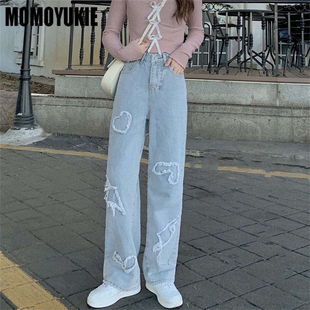 spring 2022 womens fashion high waist  Women&#39;s Wide leg jeans baggy woman denim capris straight Pants jean mom jeans trousers - trendy chick