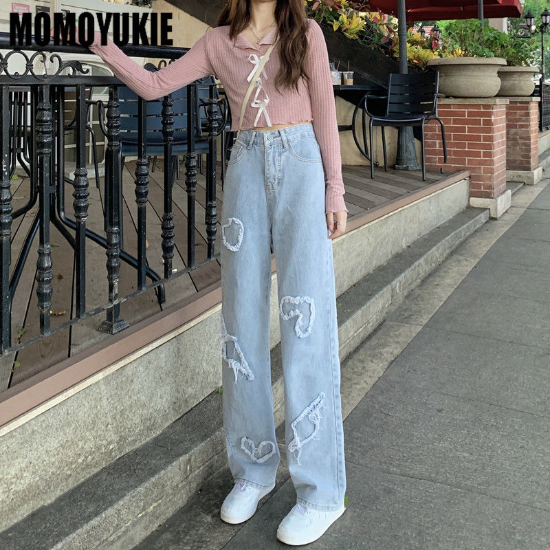 spring 2022 womens fashion high waist  Women&#39;s Wide leg jeans baggy woman denim capris straight Pants jean mom jeans trousers - trendy chick