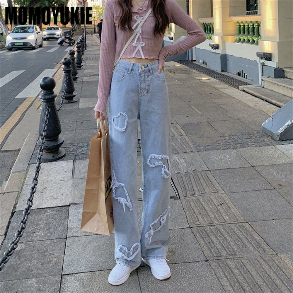 spring 2022 womens fashion high waist  Women&#39;s Wide leg jeans baggy woman denim capris straight Pants jean mom jeans trousers - trendy chick