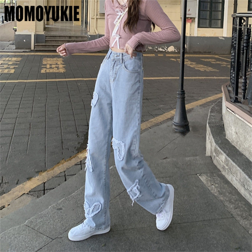 spring 2022 womens fashion high waist  Women&#39;s Wide leg jeans baggy woman denim capris straight Pants jean mom jeans trousers - trendy chick