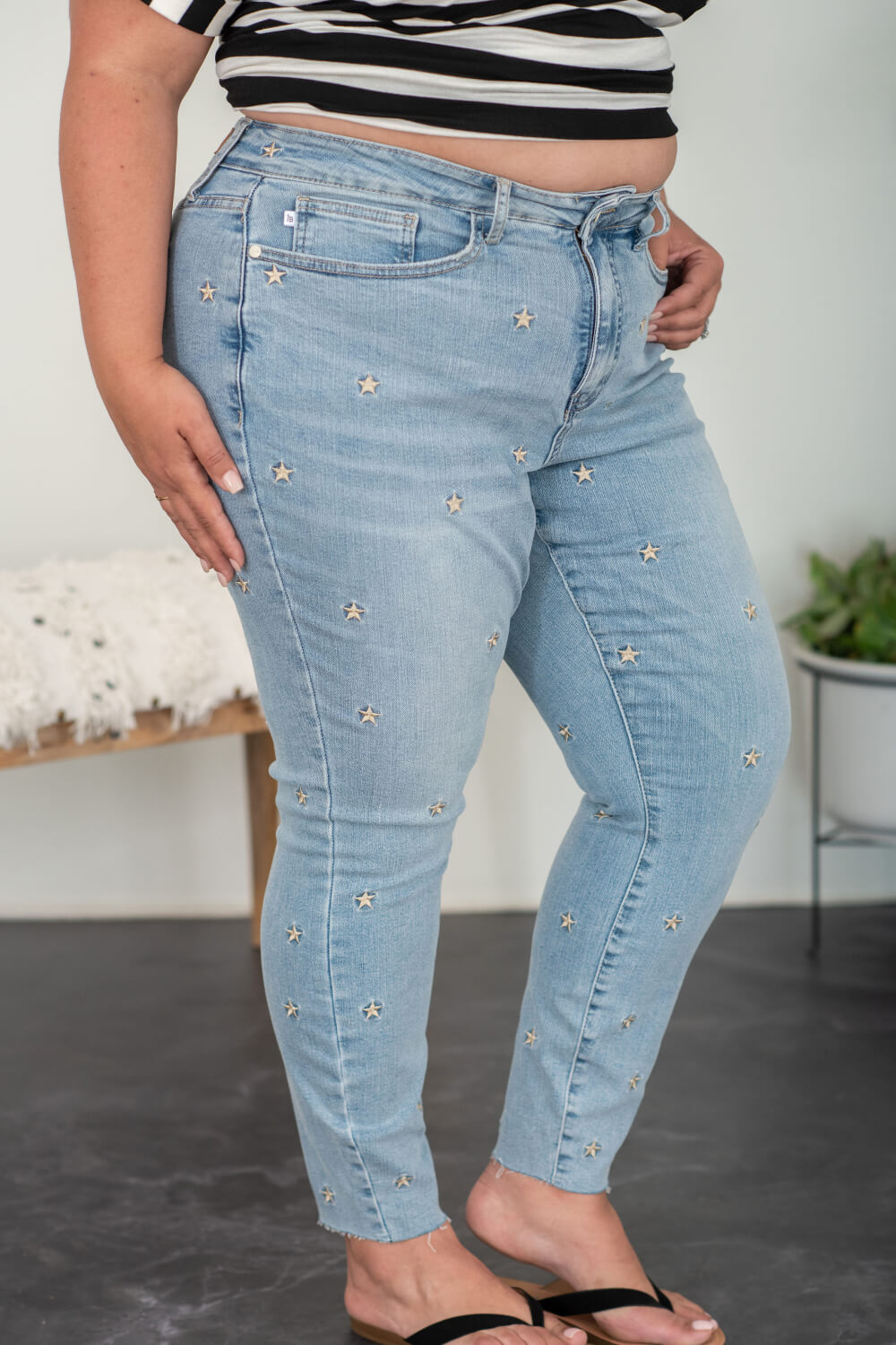 Judy Blue All the Stars Full Size Embroidered Skinny Jeans - trendy chick